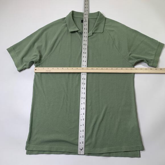 J Crew Shirt Mens Large Old Green Coolmax Tech Polo Lightweight Textured Cotton - Picture 3 of 10